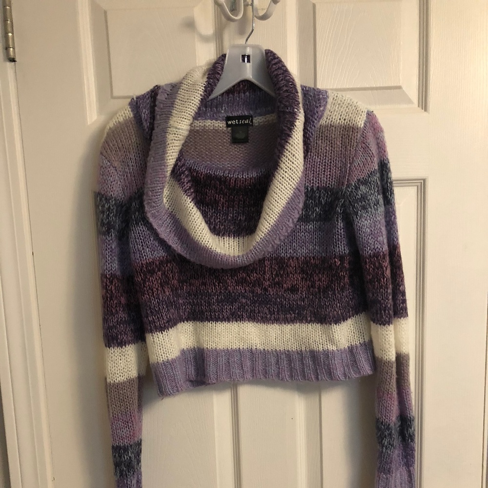 💯FINAL MARK DOWN 💯 Stripped Cowl Neck Sweater